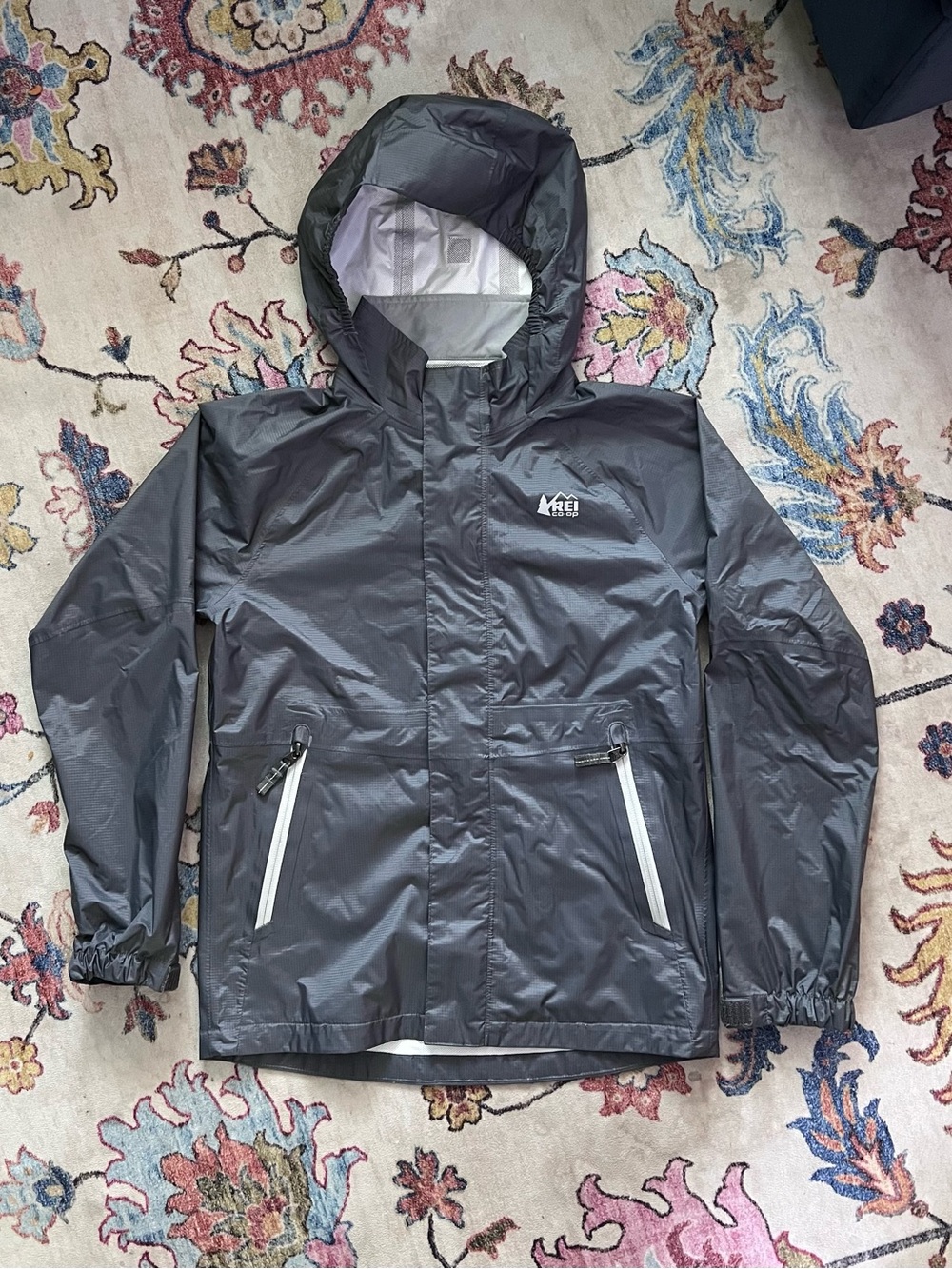 REI Black and Gray Lightweight Hooded Jacket